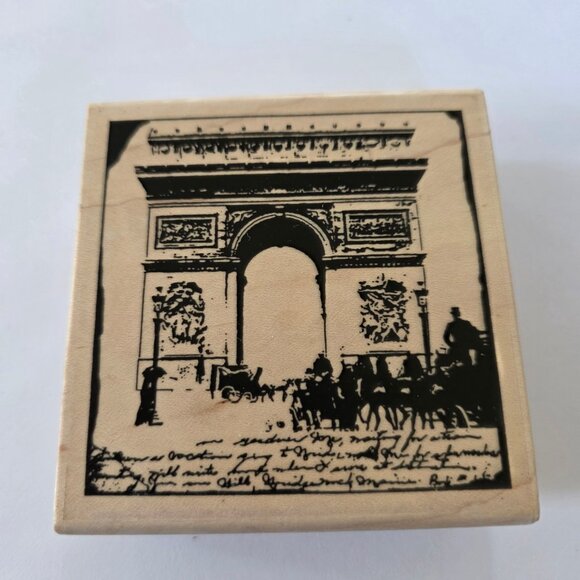 Stampington & Co Large Mounted Rubber Stamp Visiting Paris Arc de Triomphe - Picture 1 of 8